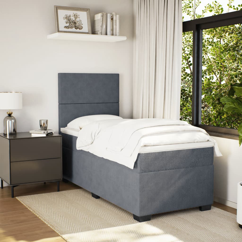 Boxspring met matras fluweel donkergrijs 80x200 cm is nu te koop bij PeponiXL, paradijselijk wonen!