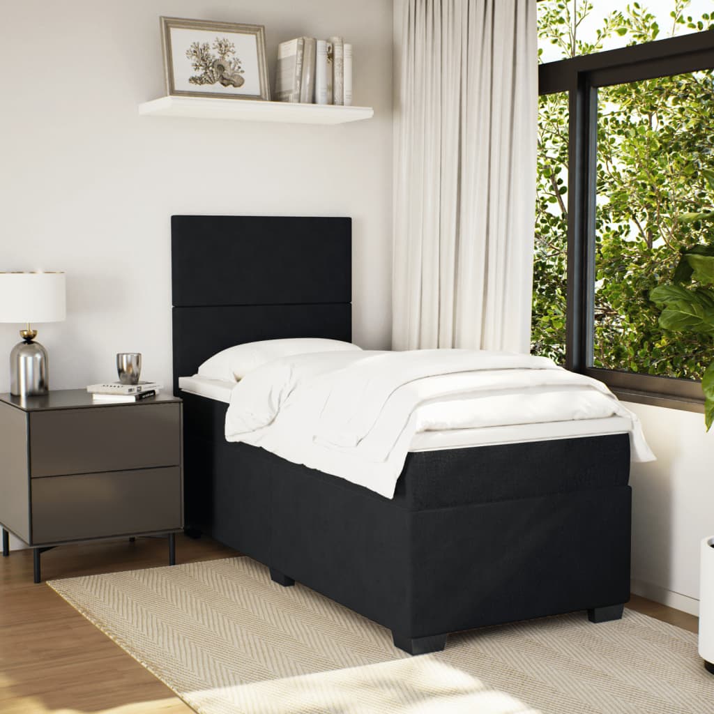 Boxspring met matras fluweel zwart 80x200 cm is nu te koop bij PeponiXL, paradijselijk wonen!