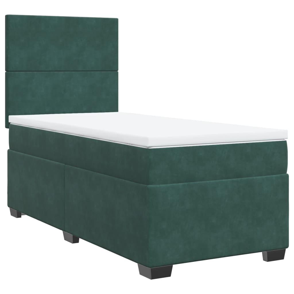 Boxspring met matras fluweel donkergroen 80x200 cm is nu te koop bij PeponiXL, paradijselijk wonen!