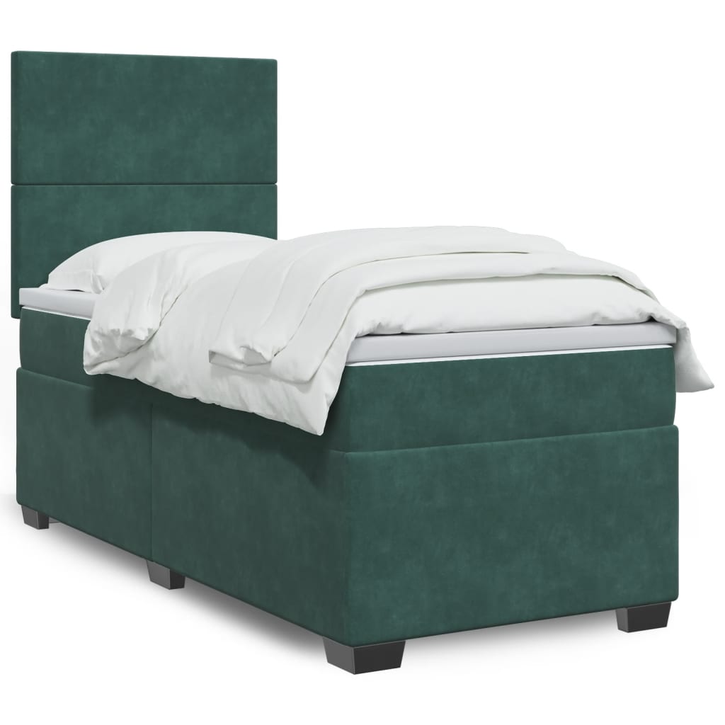 Boxspring met matras fluweel donkergroen 80x200 cm is nu te koop bij PeponiXL, paradijselijk wonen!