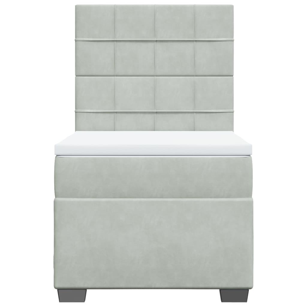 Boxspring met matras fluweel lichtgrijs 80x200 cm is nu te koop bij PeponiXL, paradijselijk wonen!
