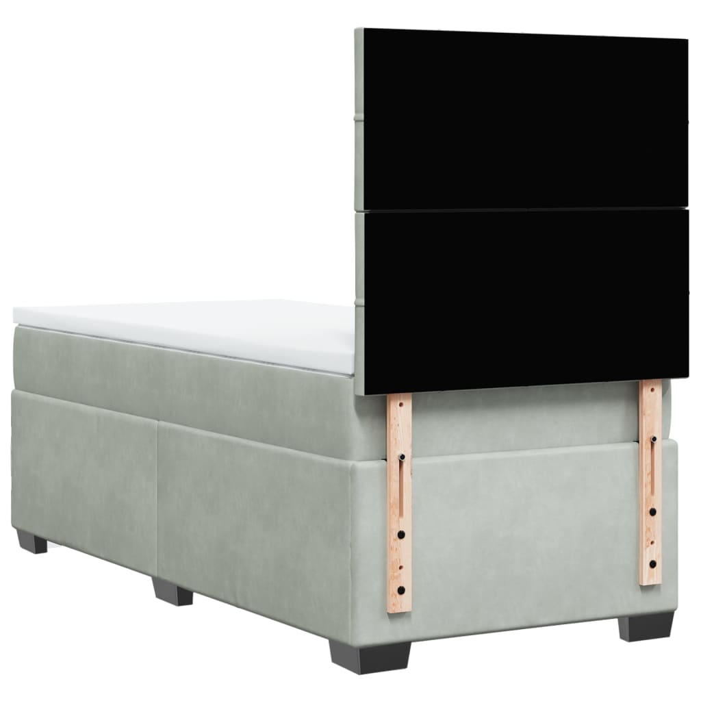 Boxspring met matras fluweel lichtgrijs 80x200 cm is nu te koop bij PeponiXL, paradijselijk wonen!