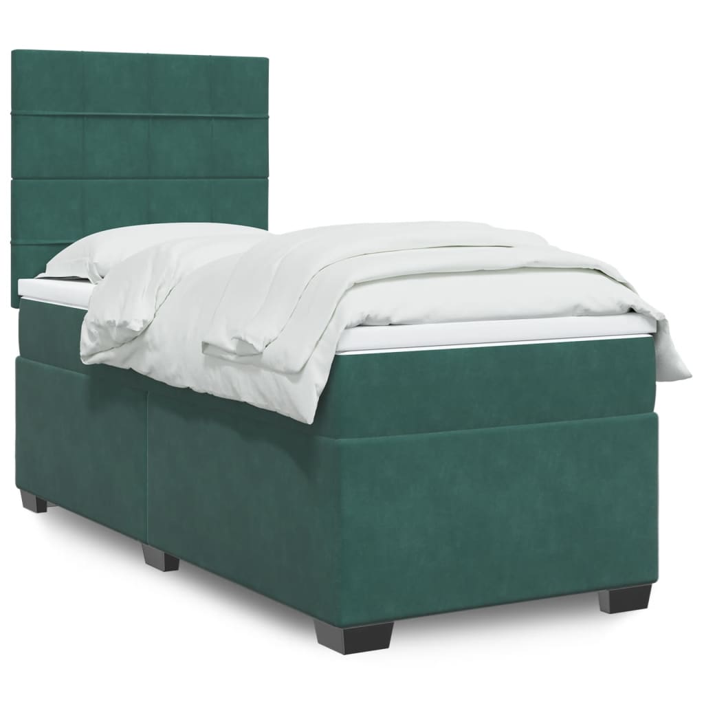 Boxspring met matras fluweel donkergroen 80x200 cm is nu te koop bij PeponiXL, paradijselijk wonen!