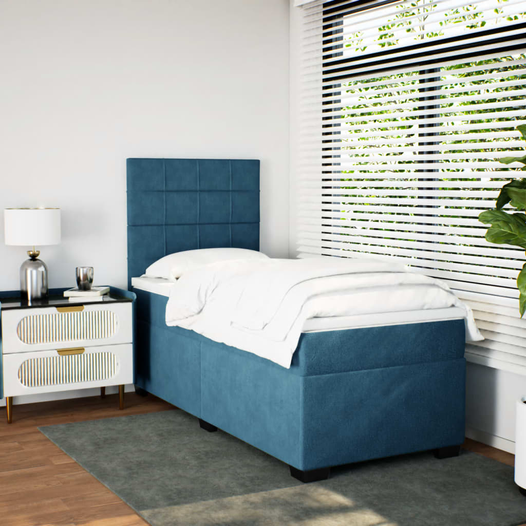 Boxspring met matras fluweel blauw 80x200 cm is nu te koop bij PeponiXL, paradijselijk wonen!