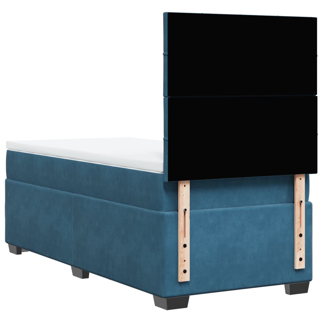 Boxspring met matras fluweel blauw 80x200 cm is nu te koop bij PeponiXL, paradijselijk wonen!