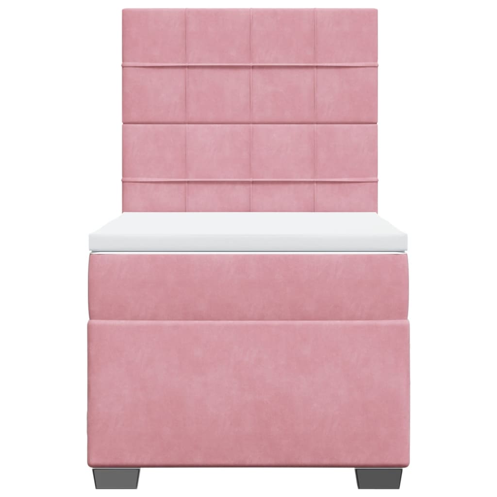 Boxspring met matras fluweel roze 80x200 cm is nu te koop bij PeponiXL, paradijselijk wonen!