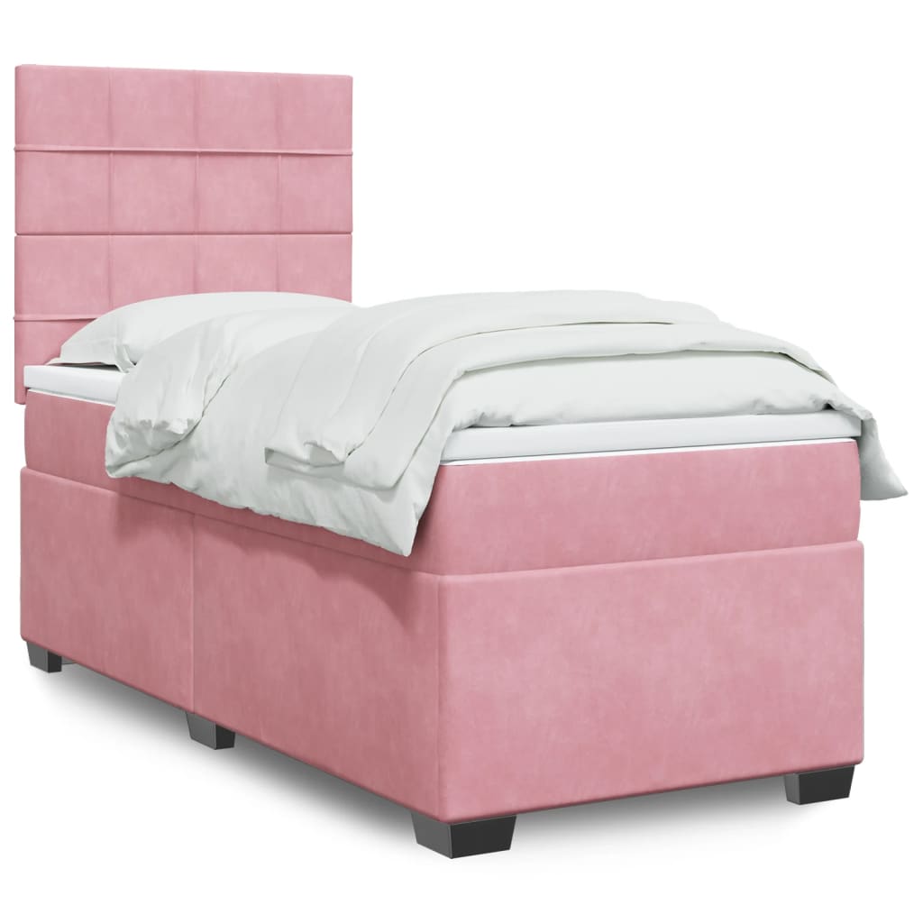 Boxspring met matras fluweel roze 80x200 cm is nu te koop bij PeponiXL, paradijselijk wonen!