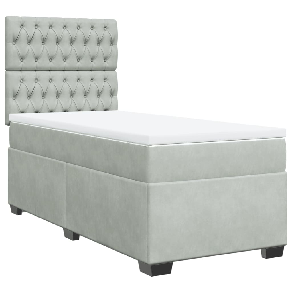 Boxspring met matras fluweel lichtgrijs 80x200 cm is nu te koop bij PeponiXL, paradijselijk wonen!