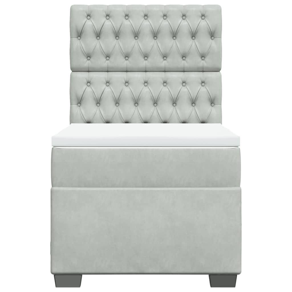Boxspring met matras fluweel lichtgrijs 80x200 cm is nu te koop bij PeponiXL, paradijselijk wonen!