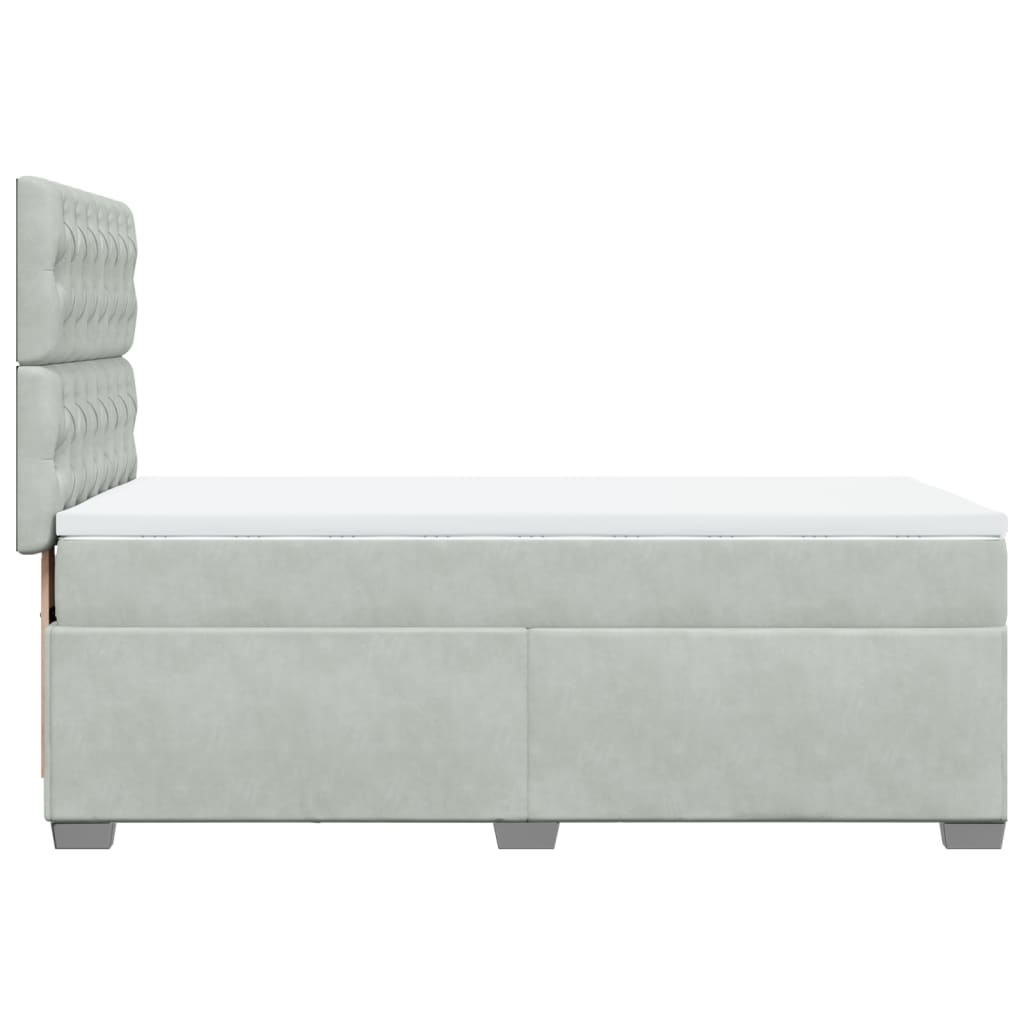Boxspring met matras fluweel lichtgrijs 80x200 cm is nu te koop bij PeponiXL, paradijselijk wonen!