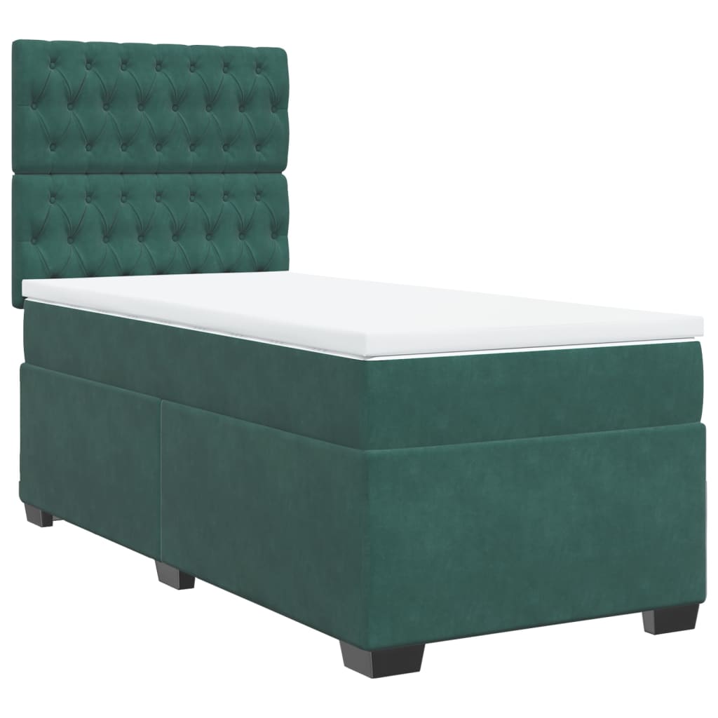 Boxspring met matras fluweel donkergroen 80x200 cm is nu te koop bij PeponiXL, paradijselijk wonen!