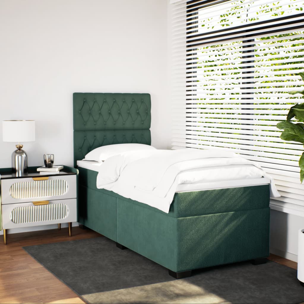 Boxspring met matras fluweel donkergroen 80x200 cm is nu te koop bij PeponiXL, paradijselijk wonen!