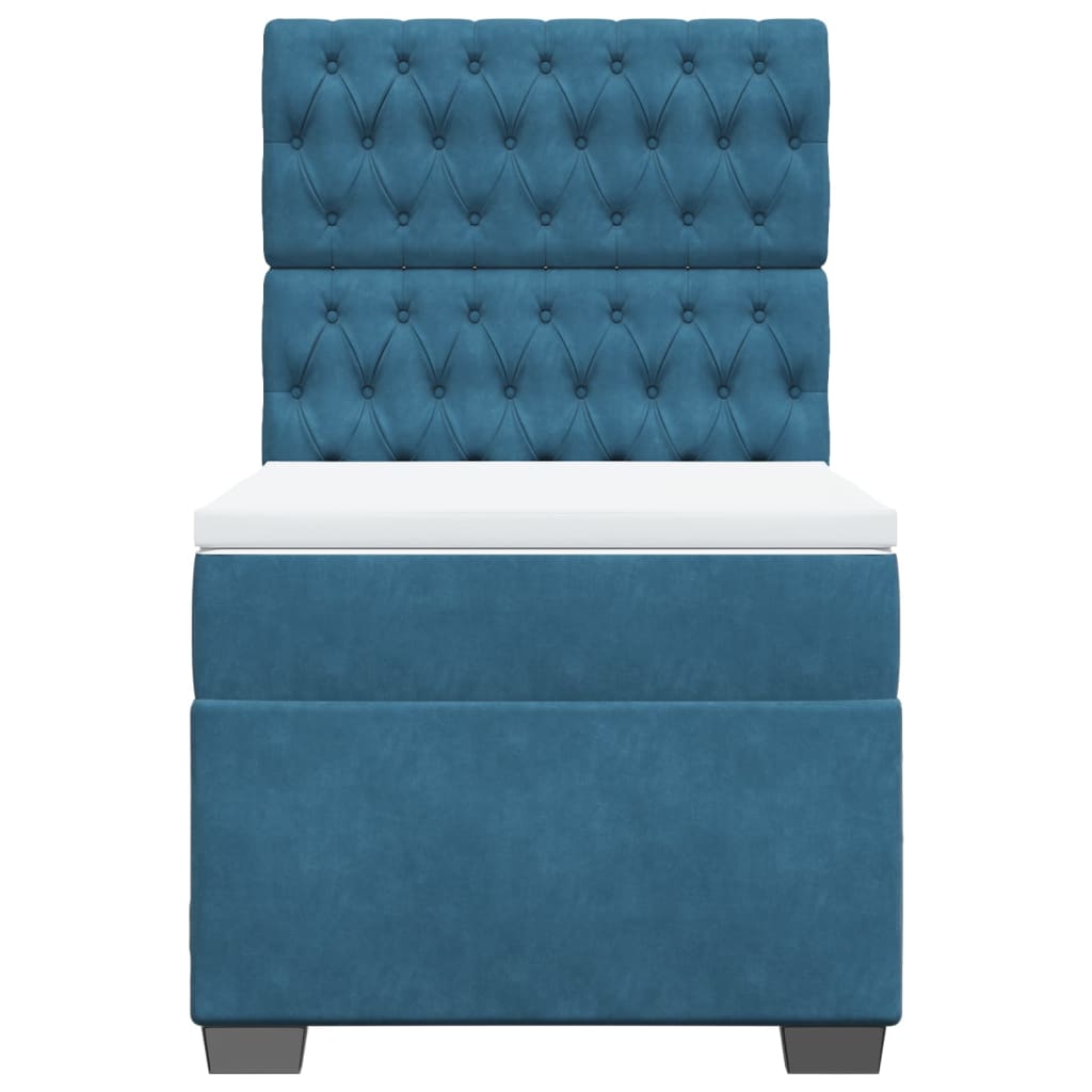 Boxspring met matras fluweel blauw 80x200 cm is nu te koop bij PeponiXL, paradijselijk wonen!