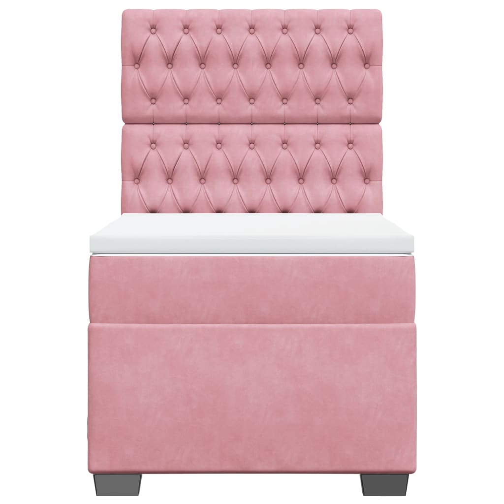 Boxspring met matras fluweel roze 80x200 cm is nu te koop bij PeponiXL, paradijselijk wonen!