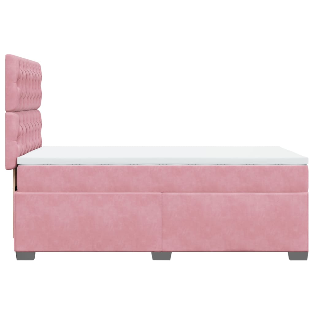 Boxspring met matras fluweel roze 80x200 cm is nu te koop bij PeponiXL, paradijselijk wonen!