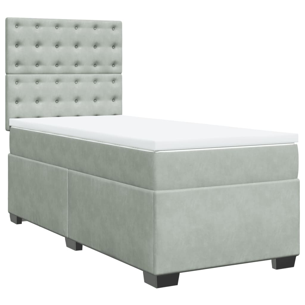 Boxspring met matras fluweel lichtgrijs 80x200 cm is nu te koop bij PeponiXL, paradijselijk wonen!