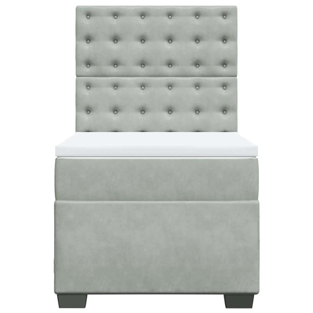 Boxspring met matras fluweel lichtgrijs 80x200 cm is nu te koop bij PeponiXL, paradijselijk wonen!