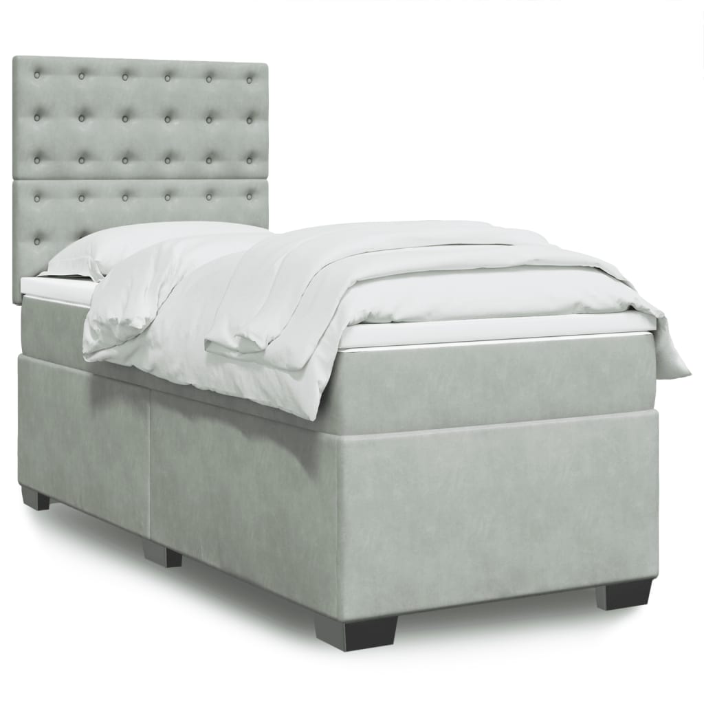 Boxspring met matras fluweel lichtgrijs 80x200 cm is nu te koop bij PeponiXL, paradijselijk wonen!