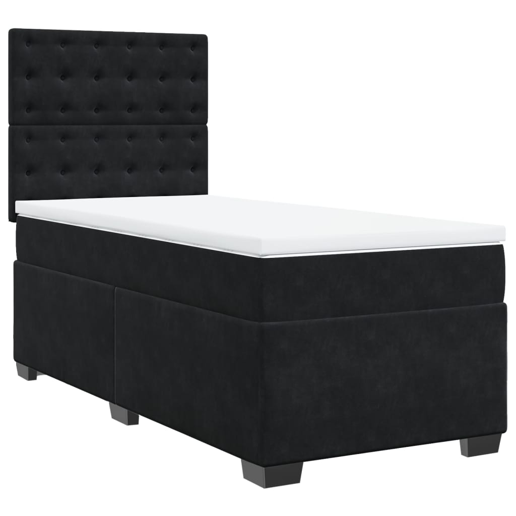 Boxspring met matras fluweel zwart 80x200 cm is nu te koop bij PeponiXL, paradijselijk wonen!