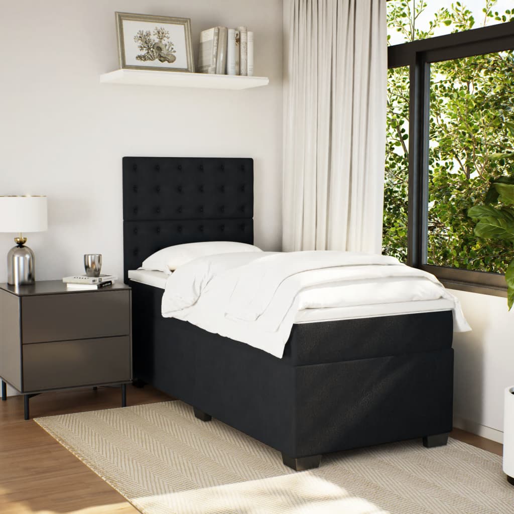 Boxspring met matras fluweel zwart 80x200 cm is nu te koop bij PeponiXL, paradijselijk wonen!