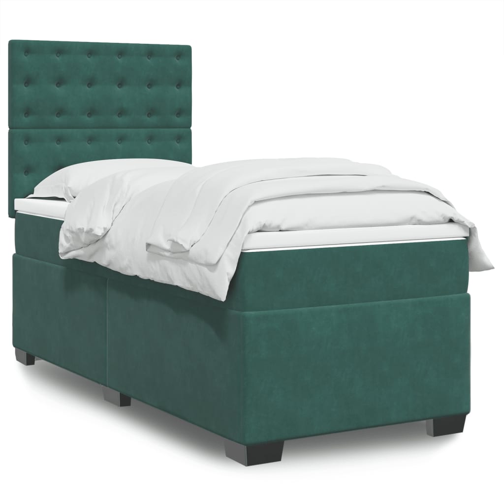 Boxspring met matras fluweel donkergroen 80x200 cm is nu te koop bij PeponiXL, paradijselijk wonen!