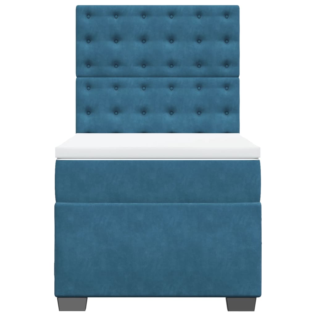 Boxspring met matras fluweel blauw 80x200 cm is nu te koop bij PeponiXL, paradijselijk wonen!