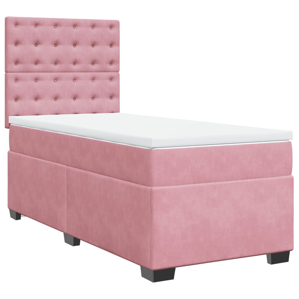 Boxspring met matras fluweel roze 80x200 cm is nu te koop bij PeponiXL, paradijselijk wonen!