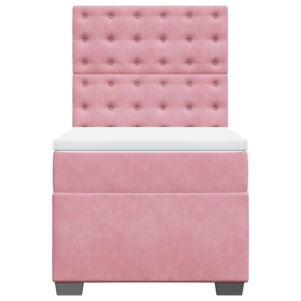 Boxspring met matras fluweel roze 80x200 cm is nu te koop bij PeponiXL, paradijselijk wonen!