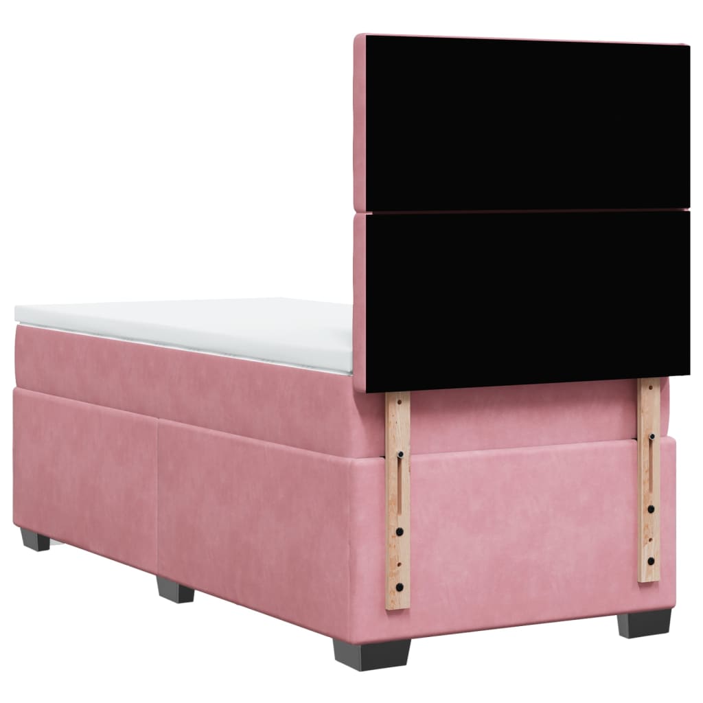 Boxspring met matras fluweel roze 80x200 cm is nu te koop bij PeponiXL, paradijselijk wonen!