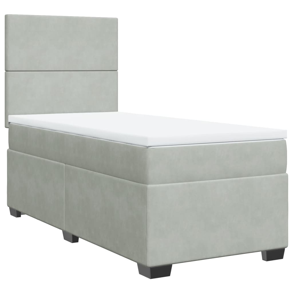 Boxspring met matras fluweel lichtgrijs 90x190 cm is nu te koop bij PeponiXL, paradijselijk wonen!