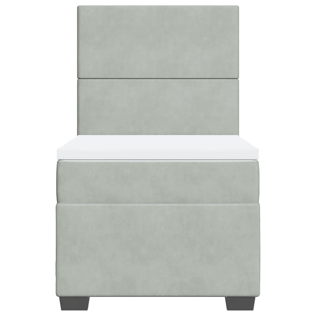 Boxspring met matras fluweel lichtgrijs 90x190 cm is nu te koop bij PeponiXL, paradijselijk wonen!