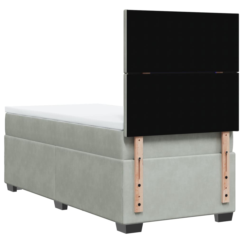 Boxspring met matras fluweel lichtgrijs 90x190 cm is nu te koop bij PeponiXL, paradijselijk wonen!