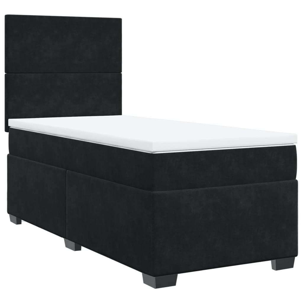 Boxspring met matras fluweel zwart 90x190 cm is nu te koop bij PeponiXL, paradijselijk wonen!