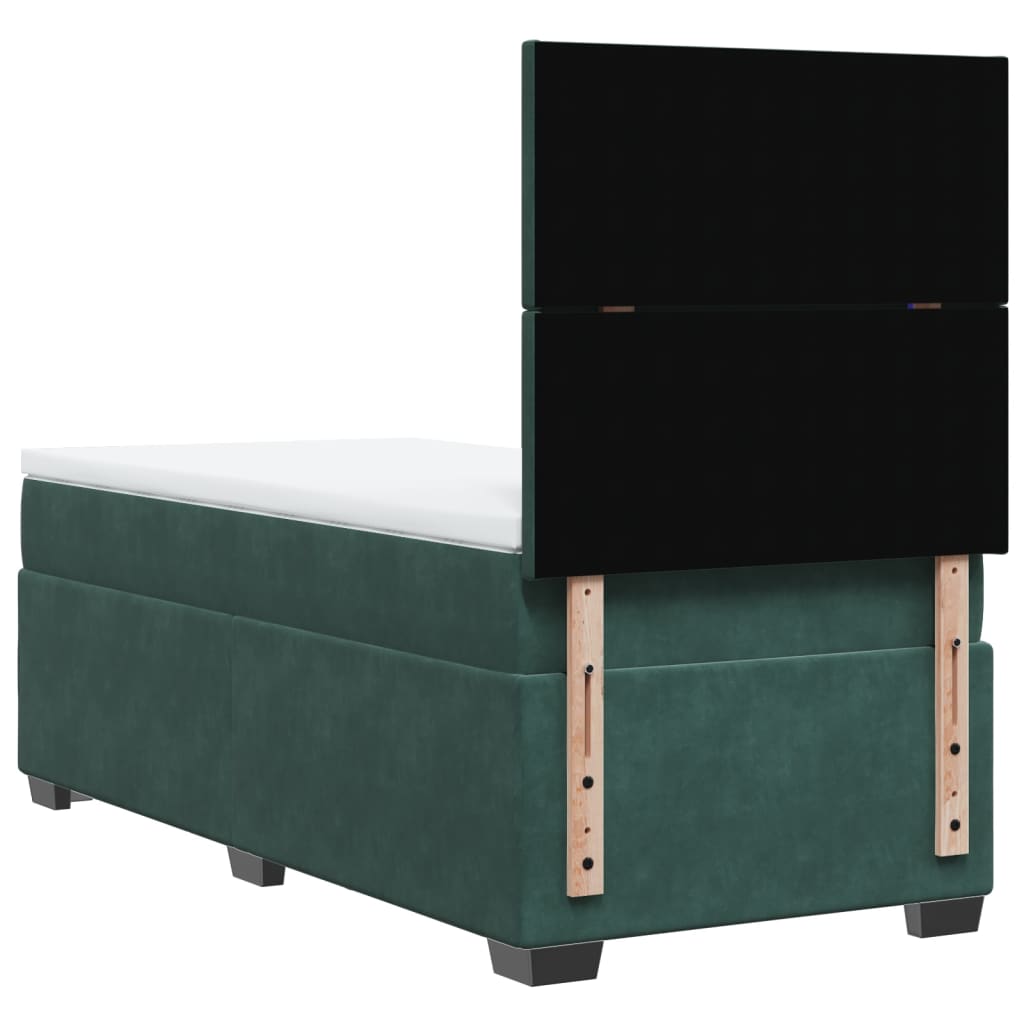 Boxspring met matras fluweel donkergroen 90x190 cm is nu te koop bij PeponiXL, paradijselijk wonen!