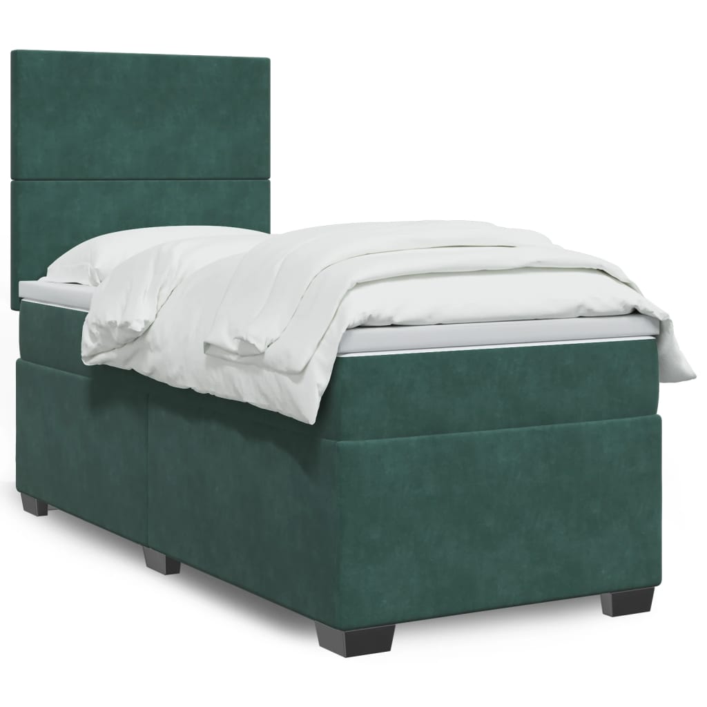 Boxspring met matras fluweel donkergroen 90x190 cm is nu te koop bij PeponiXL, paradijselijk wonen!