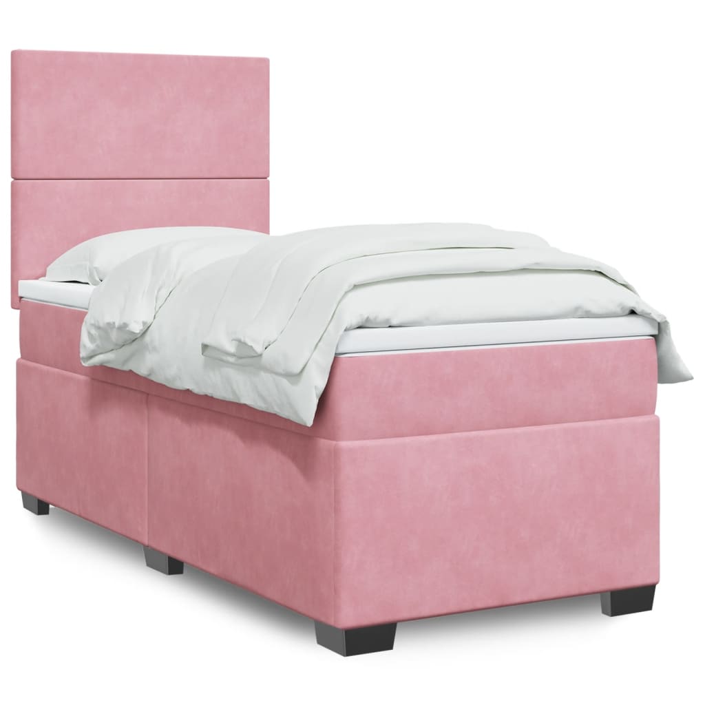 Boxspring met matras fluweel roze 90x190 cm is nu te koop bij PeponiXL, paradijselijk wonen!