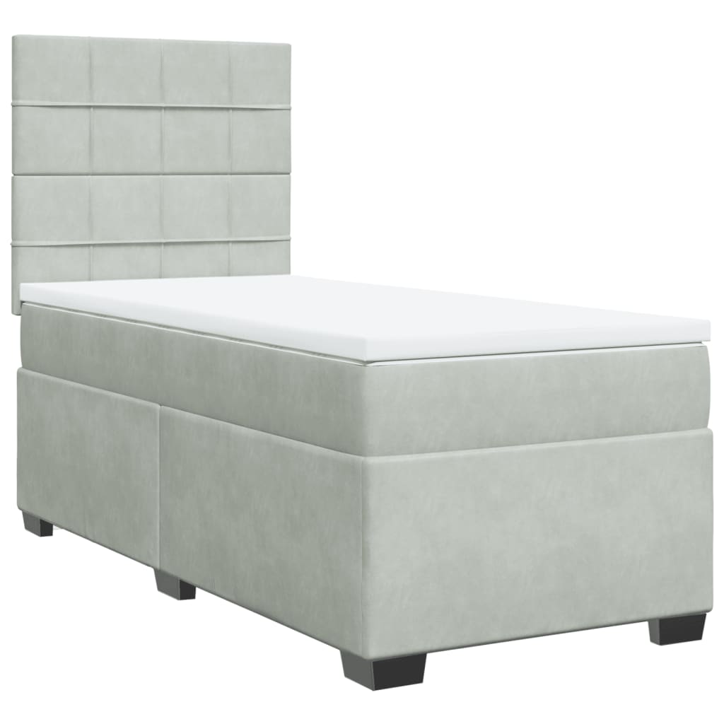Boxspring met matras fluweel lichtgrijs 90x190 cm is nu te koop bij PeponiXL, paradijselijk wonen!