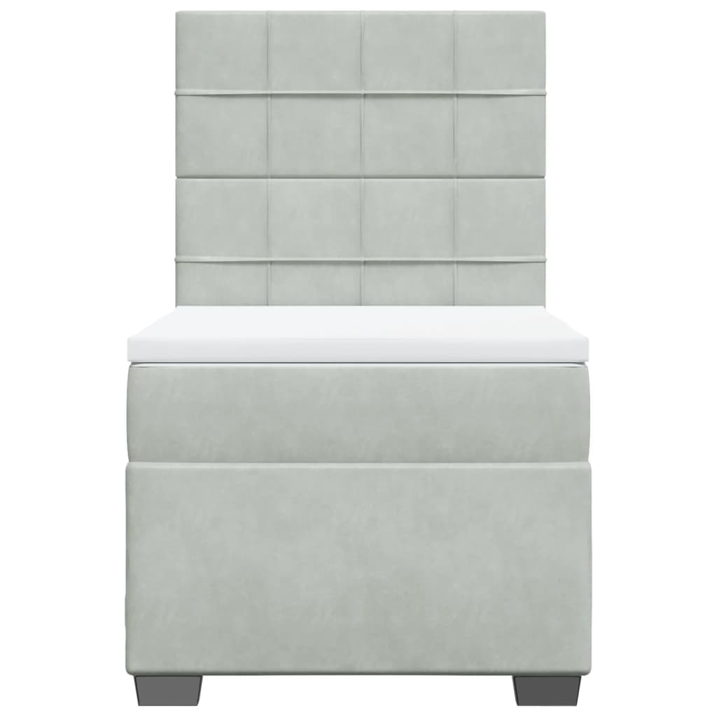 Boxspring met matras fluweel lichtgrijs 90x190 cm is nu te koop bij PeponiXL, paradijselijk wonen!