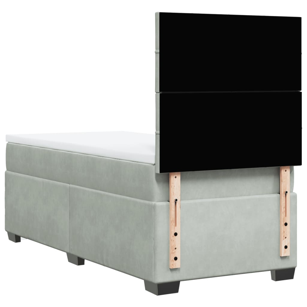 Boxspring met matras fluweel lichtgrijs 90x190 cm is nu te koop bij PeponiXL, paradijselijk wonen!