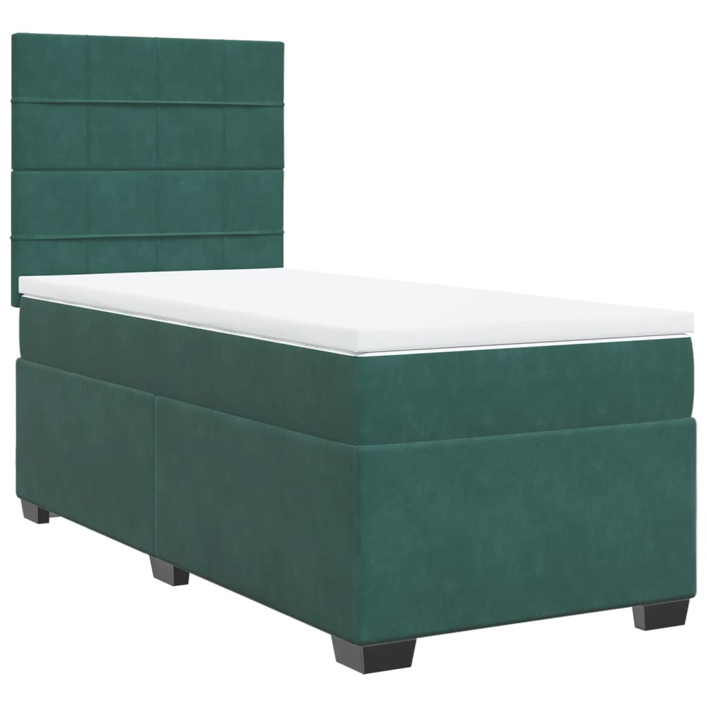 Boxspring met matras fluweel donkergroen 90x190 cm is nu te koop bij PeponiXL, paradijselijk wonen!