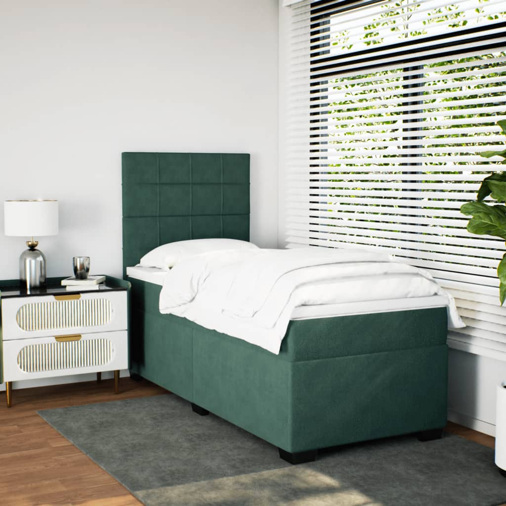 Boxspring met matras fluweel donkergroen 90x190 cm is nu te koop bij PeponiXL, paradijselijk wonen!