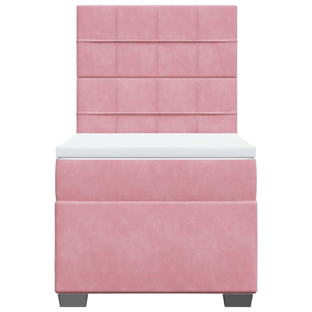 Boxspring met matras fluweel roze 90x190 cm is nu te koop bij PeponiXL, paradijselijk wonen!