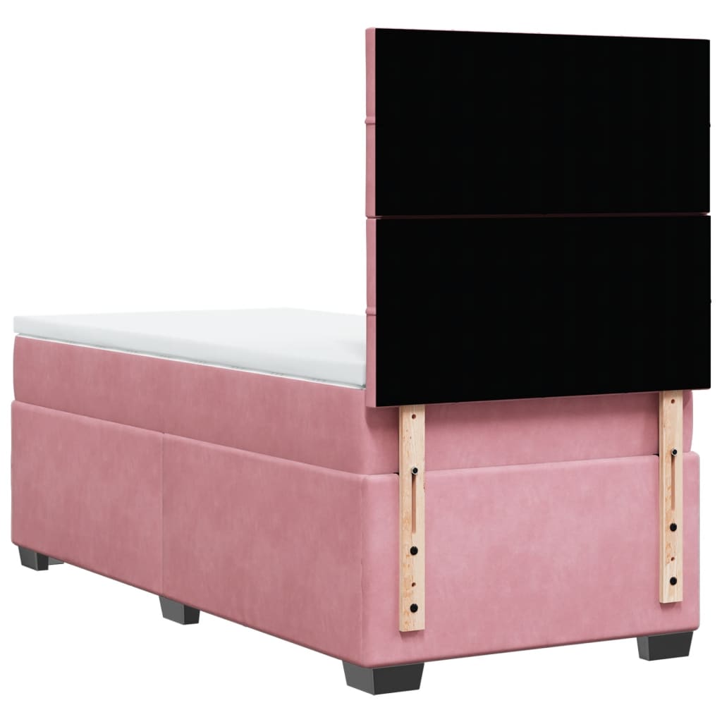 Boxspring met matras fluweel roze 90x190 cm is nu te koop bij PeponiXL, paradijselijk wonen!