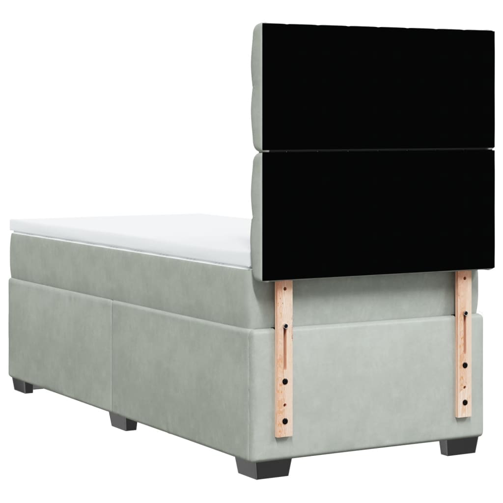 Boxspring met matras fluweel lichtgrijs 90x190 cm is nu te koop bij PeponiXL, paradijselijk wonen!
