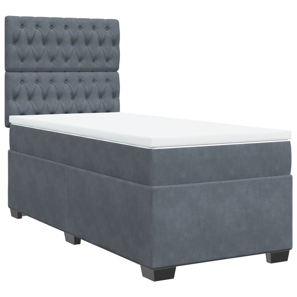 Boxspring met matras fluweel donkergrijs 90x190 cm is nu te koop bij PeponiXL, paradijselijk wonen!