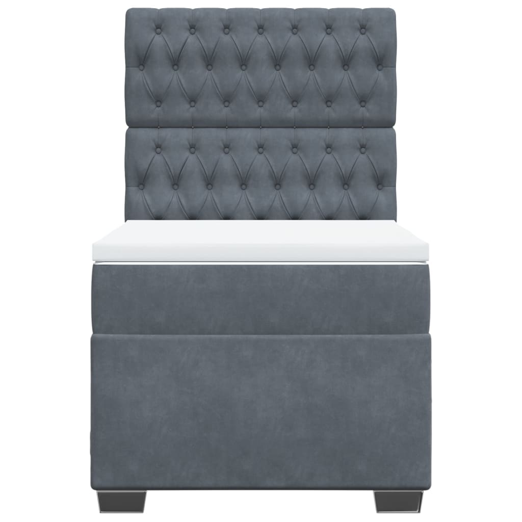 Boxspring met matras fluweel donkergrijs 90x190 cm is nu te koop bij PeponiXL, paradijselijk wonen!