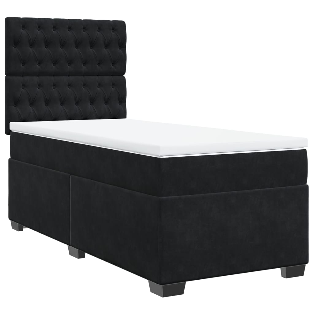 Boxspring met matras fluweel zwart 90x190 cm is nu te koop bij PeponiXL, paradijselijk wonen!