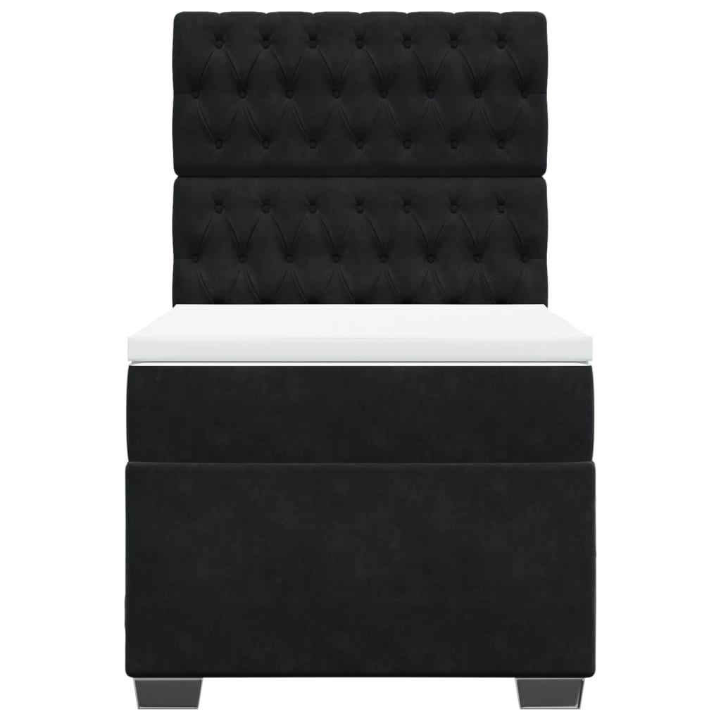 Boxspring met matras fluweel zwart 90x190 cm is nu te koop bij PeponiXL, paradijselijk wonen!