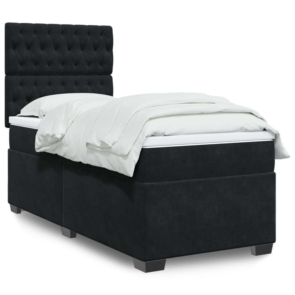 Boxspring met matras fluweel zwart 90x190 cm is nu te koop bij PeponiXL, paradijselijk wonen!