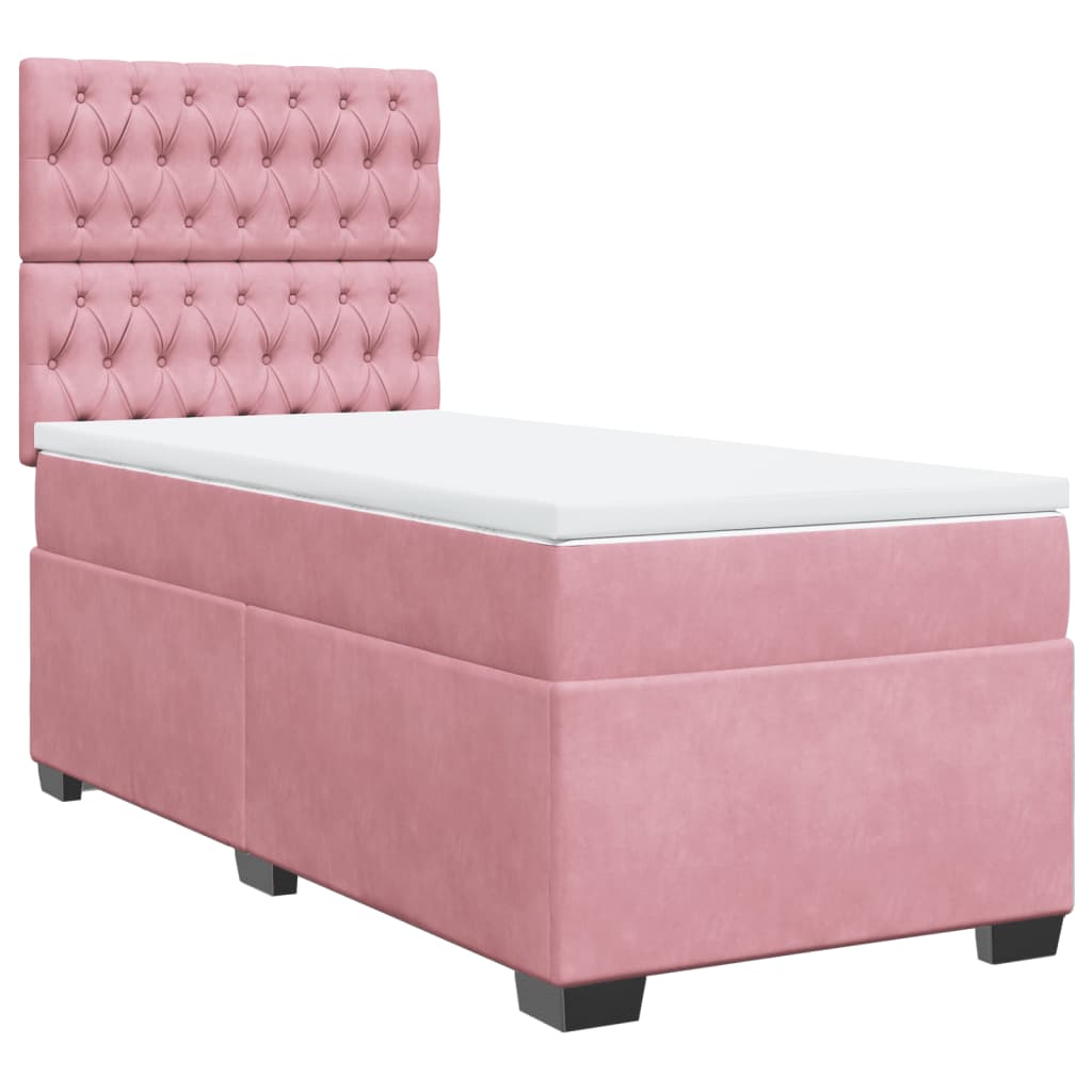 Boxspring met matras fluweel roze 90x190 cm is nu te koop bij PeponiXL, paradijselijk wonen!